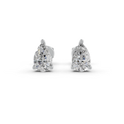 Pear Cut Real Moissanite 3 Prong Solitaire Stud Earrings Screw Back 14K Gold Plated